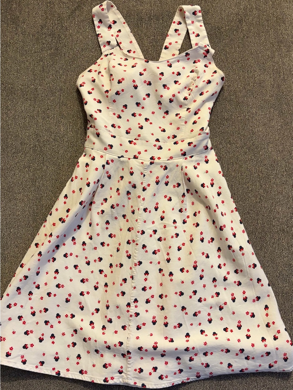 LC Lauren Conrad Disney White Sundress with Minnie Red and Black Floral Print